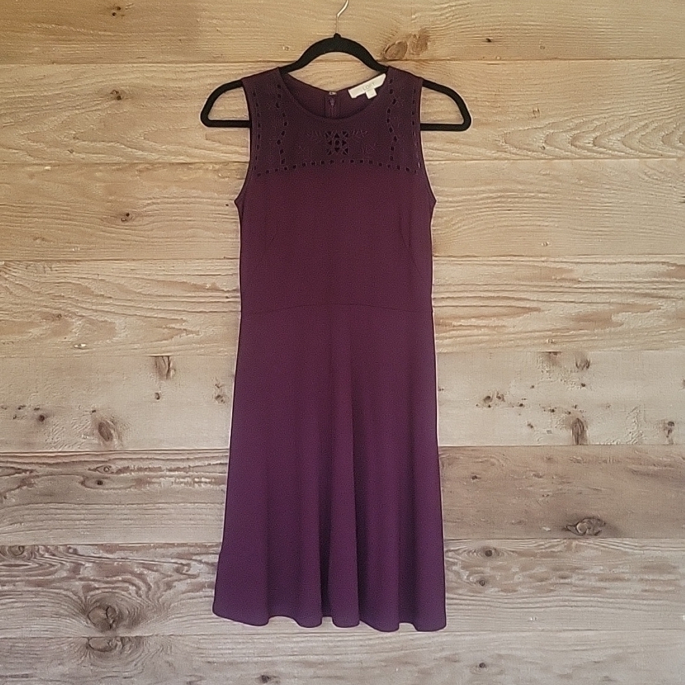 Loft Eggplant Dress with Cutouts Size 0